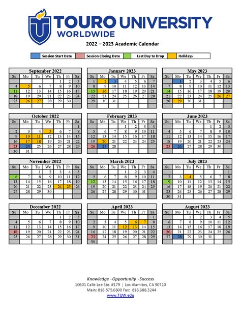 Touro Law Academic Calendar